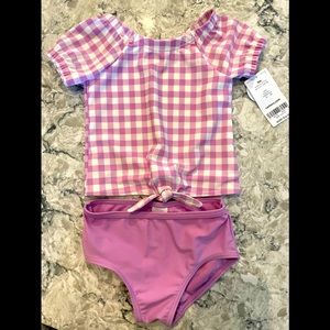 Carter’s two piece swim suit purple plaid 9m